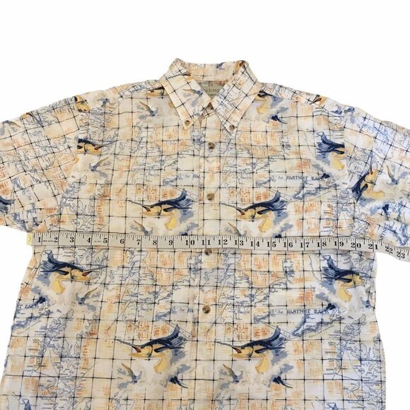 MENS CROSSINGS Cream Marlin Print Button Up Shirt - Picture 6 of 7